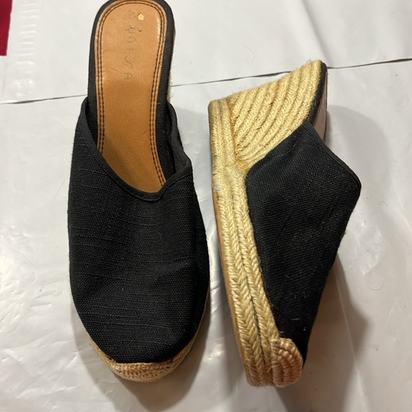 Sunisa BLACK tan Espadrille Wedge Sandals slip on 3.5”heel size 8 festival beach - Picture 4 of 10